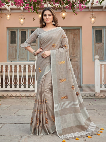 SereneDrape Sarees Light Beige