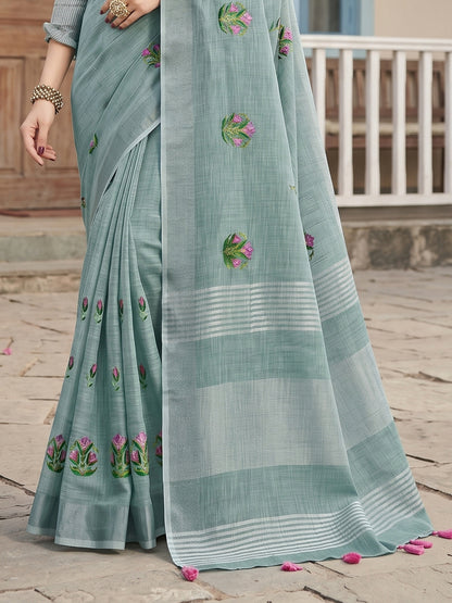 SereneDrape Sarees Sea Green