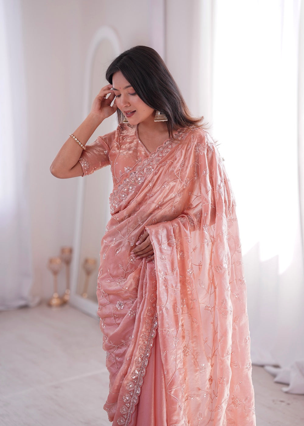 TwilightAura Sarees Peach
