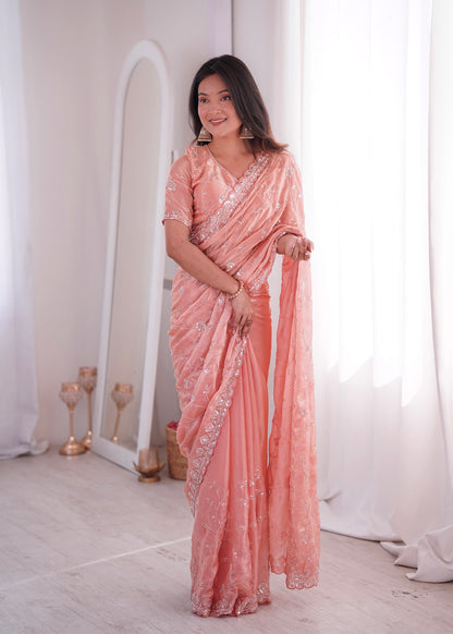 TwilightAura Sarees Peach