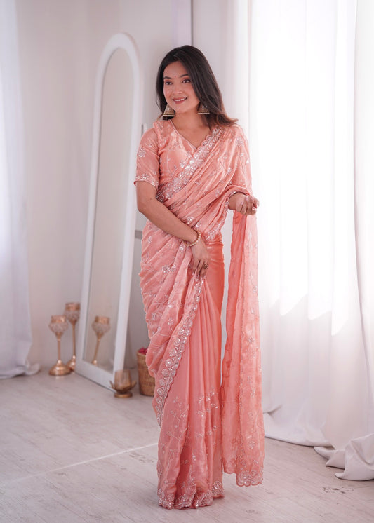 TwilightAura Sarees Peach