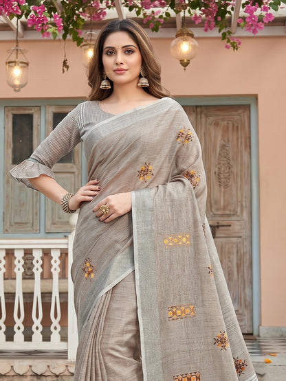 SereneDrape Sarees Light Beige