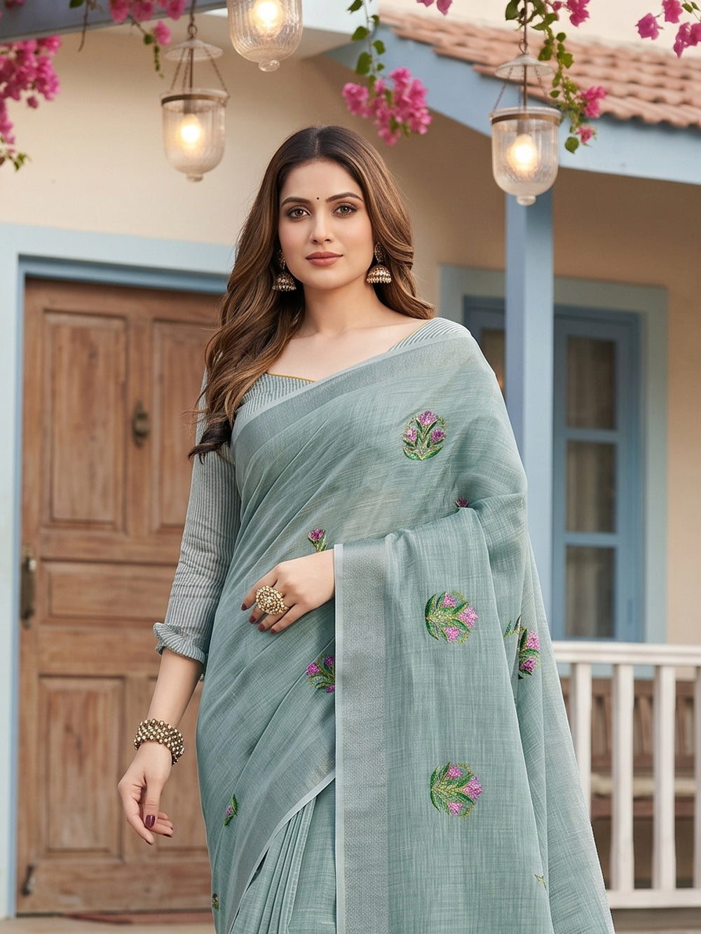 SereneDrape Sarees Sea Green