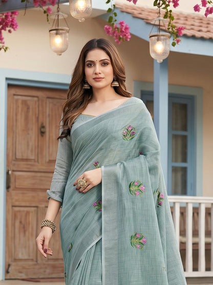 SereneDrape Sarees Sea Green