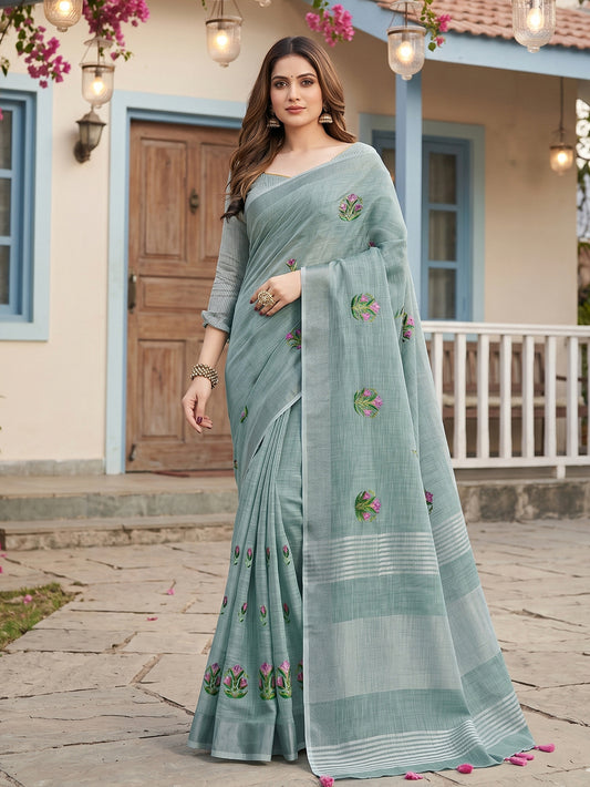 SereneDrape Sarees Sea Green