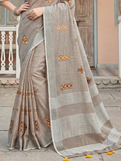 SereneDrape Sarees Light Beige