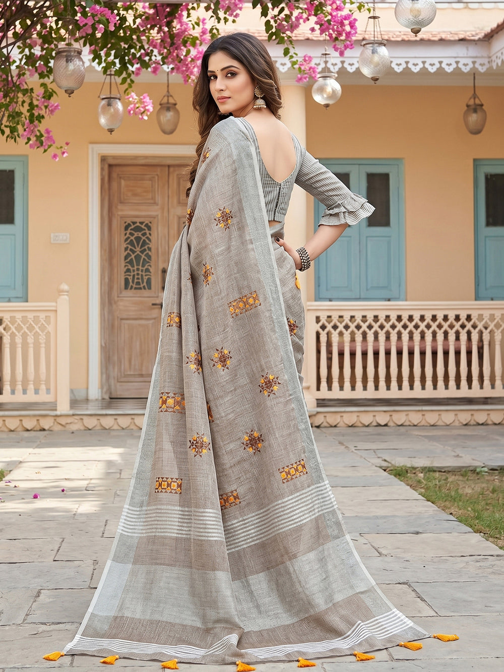 SereneDrape Sarees Light Beige