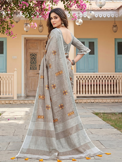 SereneDrape Sarees Light Beige