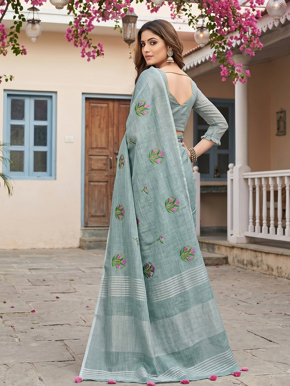SereneDrape Sarees Sea Green