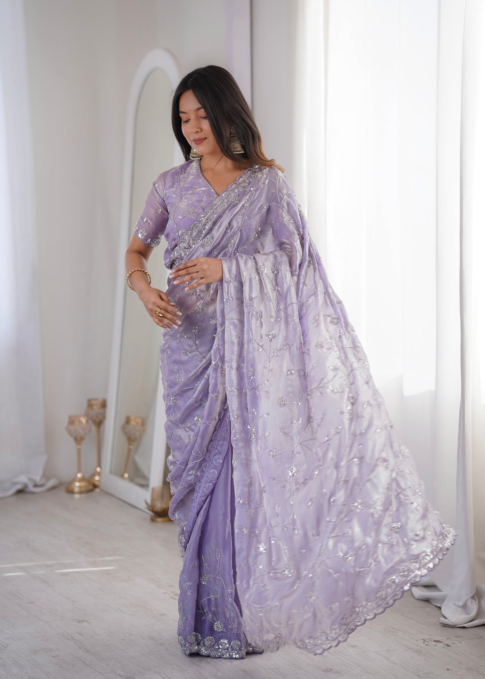 TwilightAura Sarees Lavender
