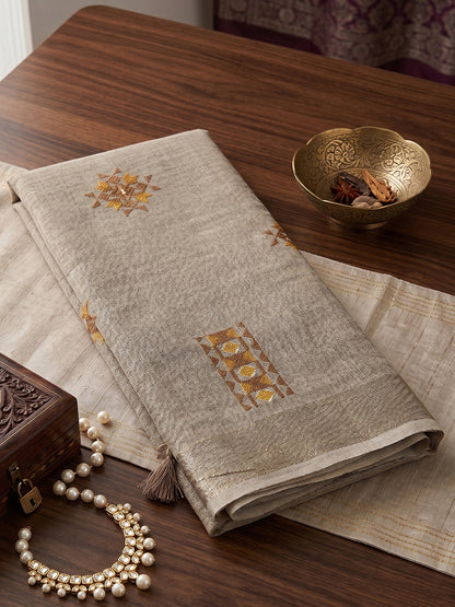 SereneDrape Sarees Light Beige