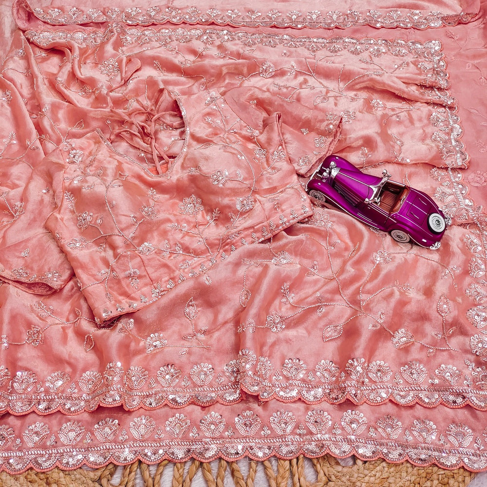 TwilightAura Sarees Peach