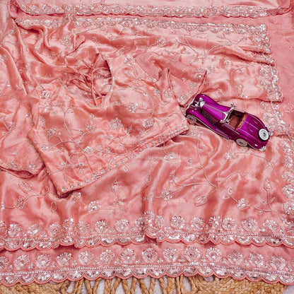 TwilightAura Sarees Peach