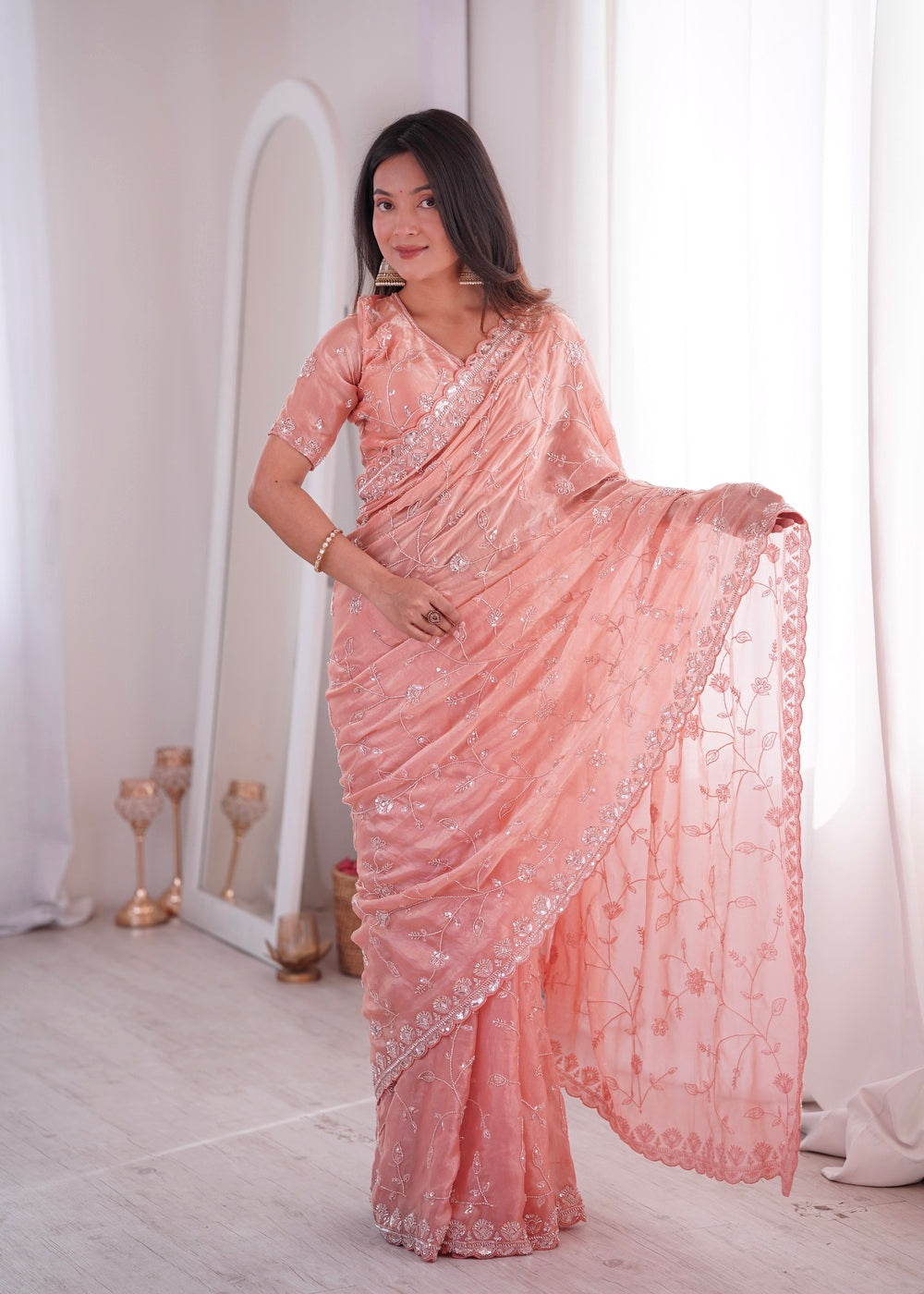TwilightAura Sarees Peach