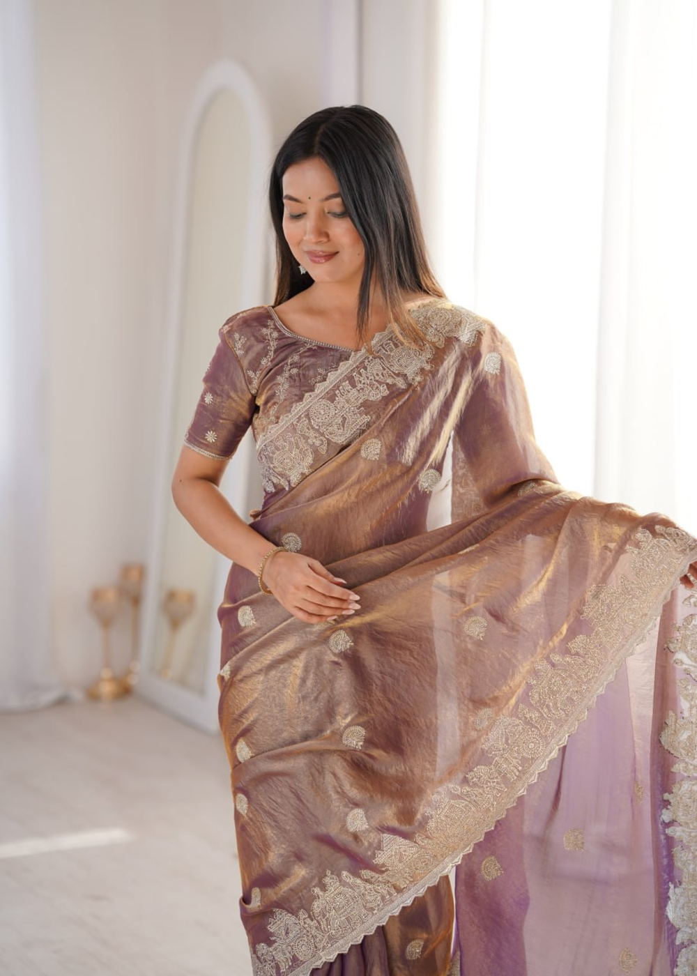 CrushAura Sarees Onion Pink