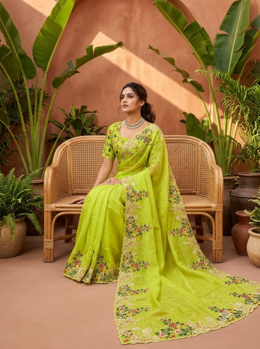 RegalPetal Sarees Parrot Green