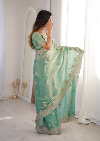 CrushAura Sarees Sky Blue