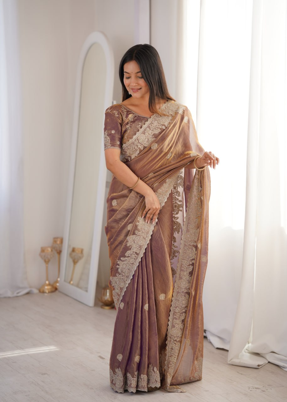 CrushAura Sarees Onion Pink