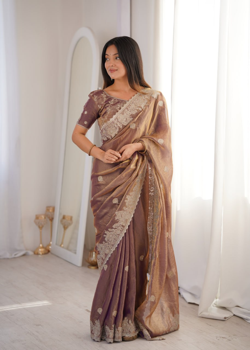 CrushAura Sarees Onion Pink