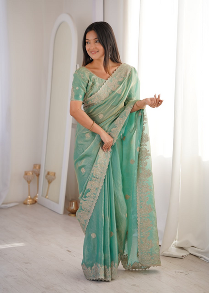 CrushAura Sarees Sky Blue