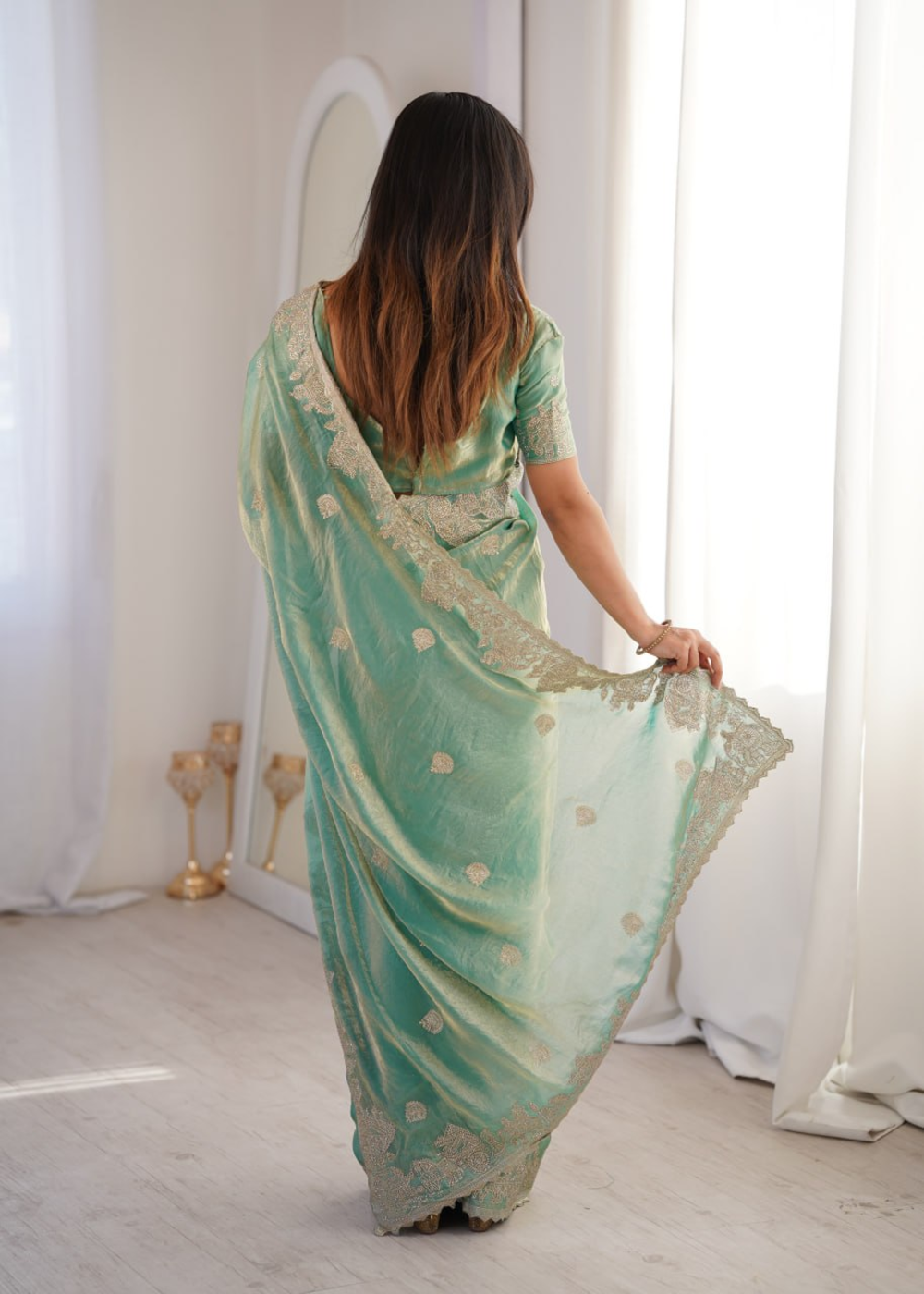 CrushAura Sarees Sky Blue