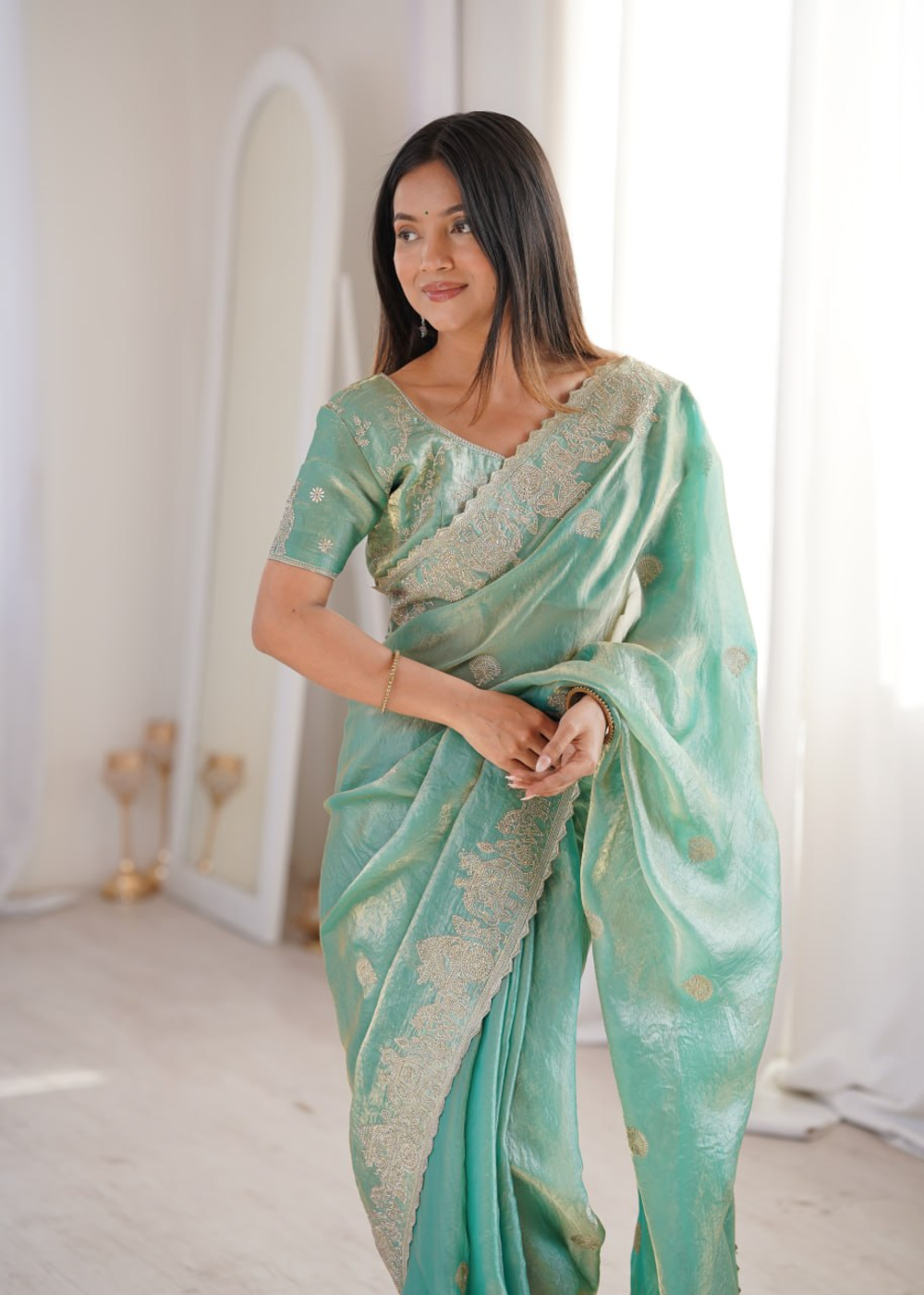 CrushAura Sarees Sky Blue