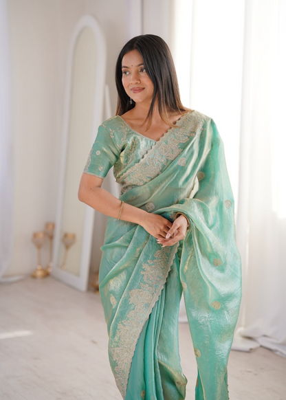 CrushAura Sarees Sky Blue