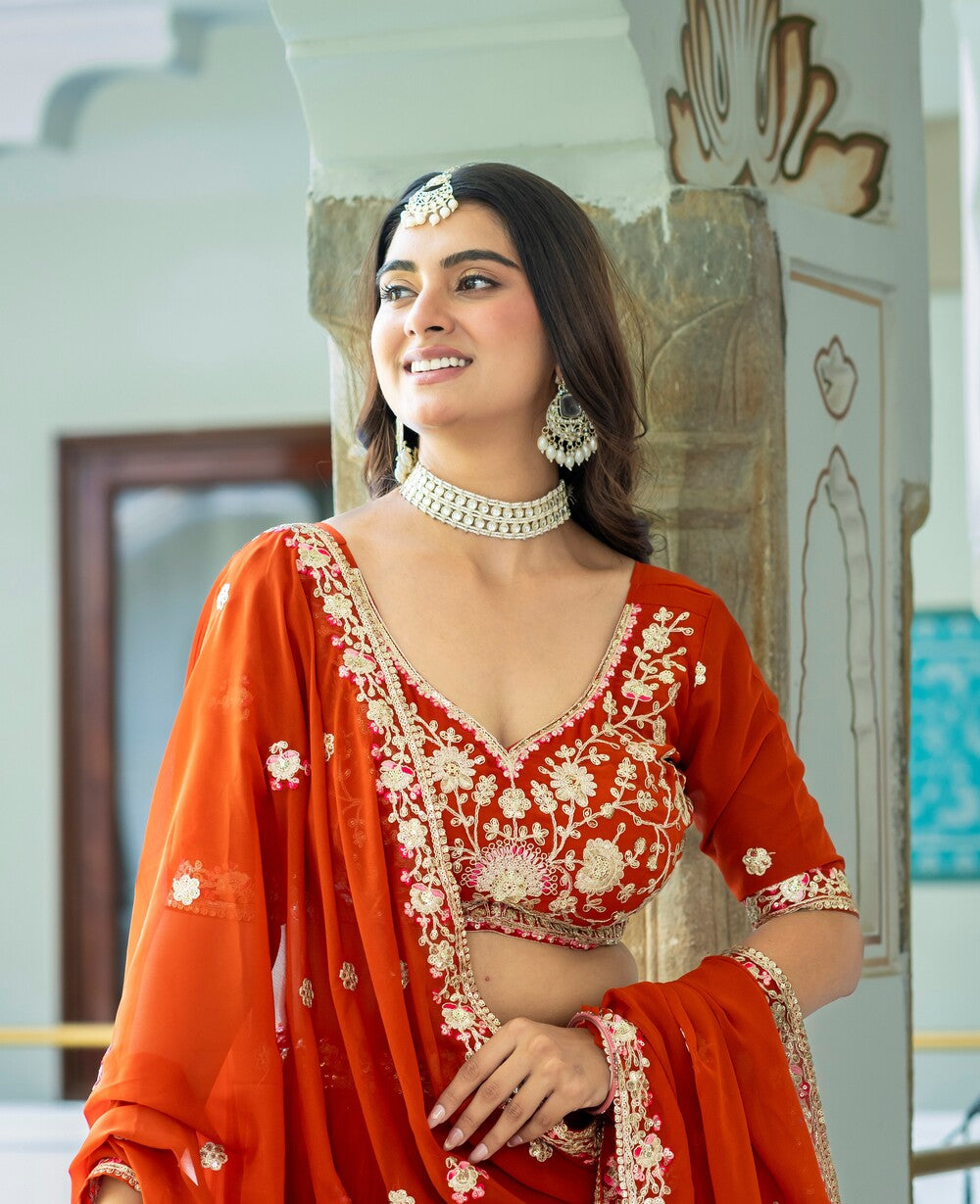 RangNoor Lehengas Rust