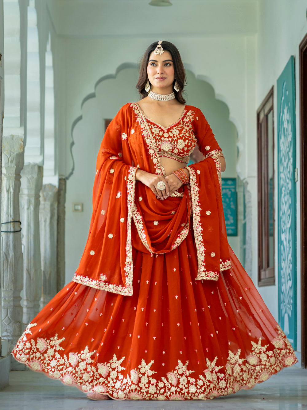 RangNoor Lehengas Rust
