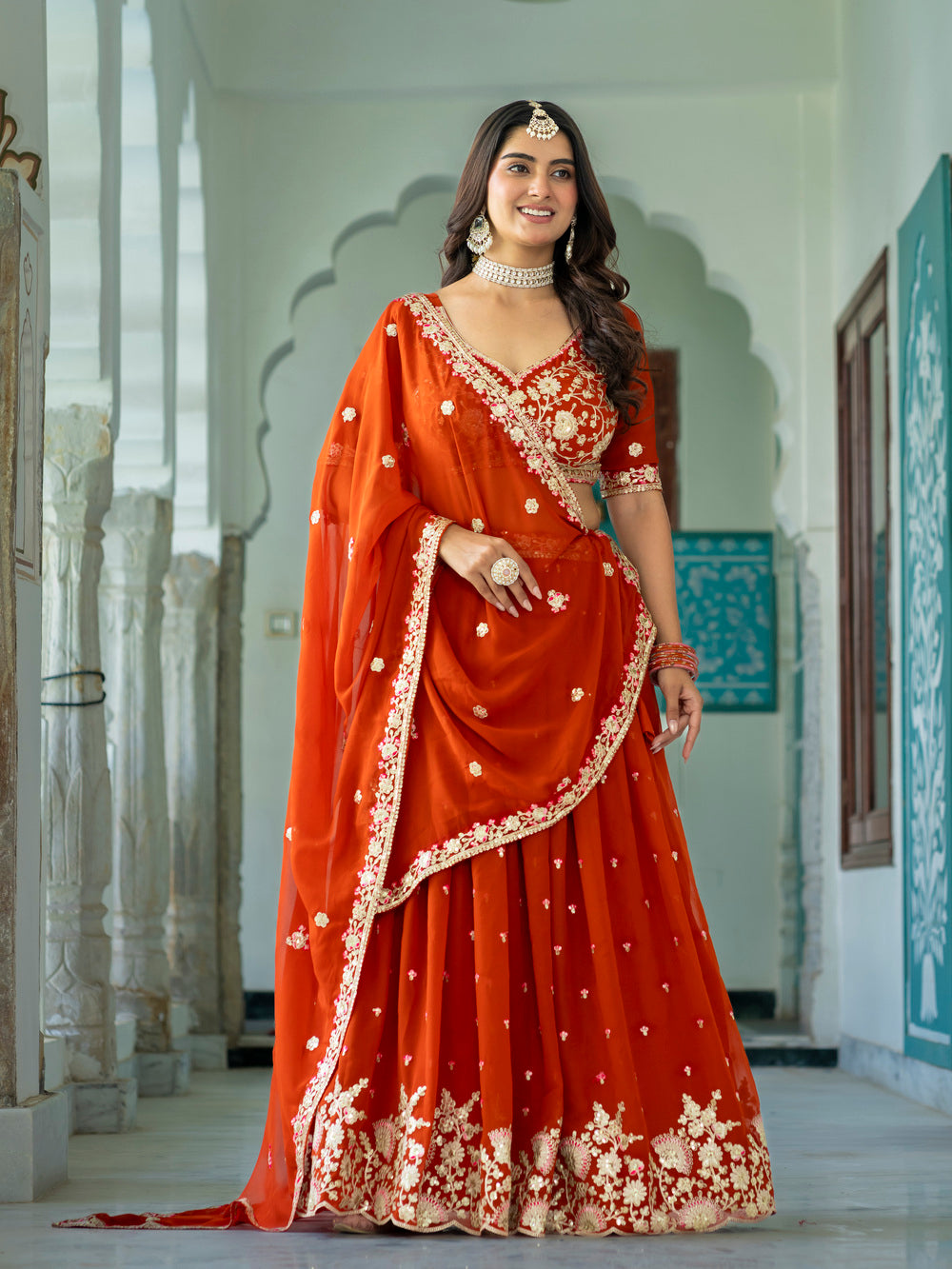 RangNoor Lehengas Rust