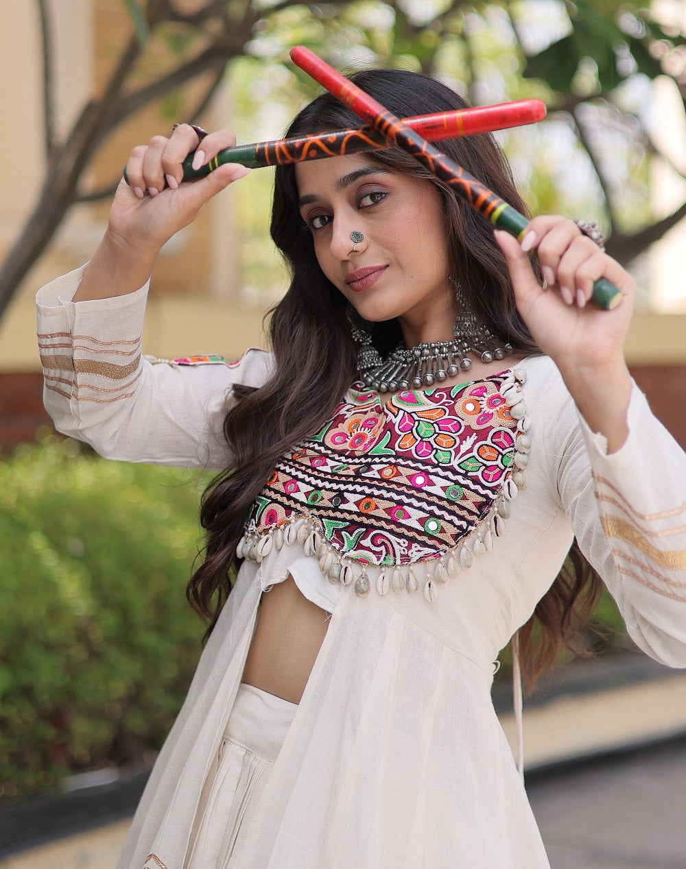 NavRang Lehengas White