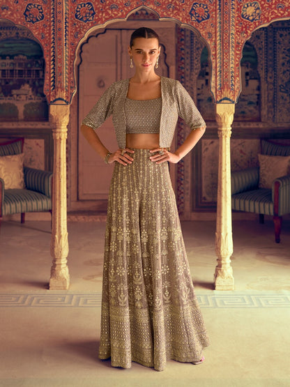 LuxeAura Indo-Western Suits Grey