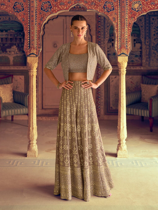 LuxeAura Indo-Western Suits Grey