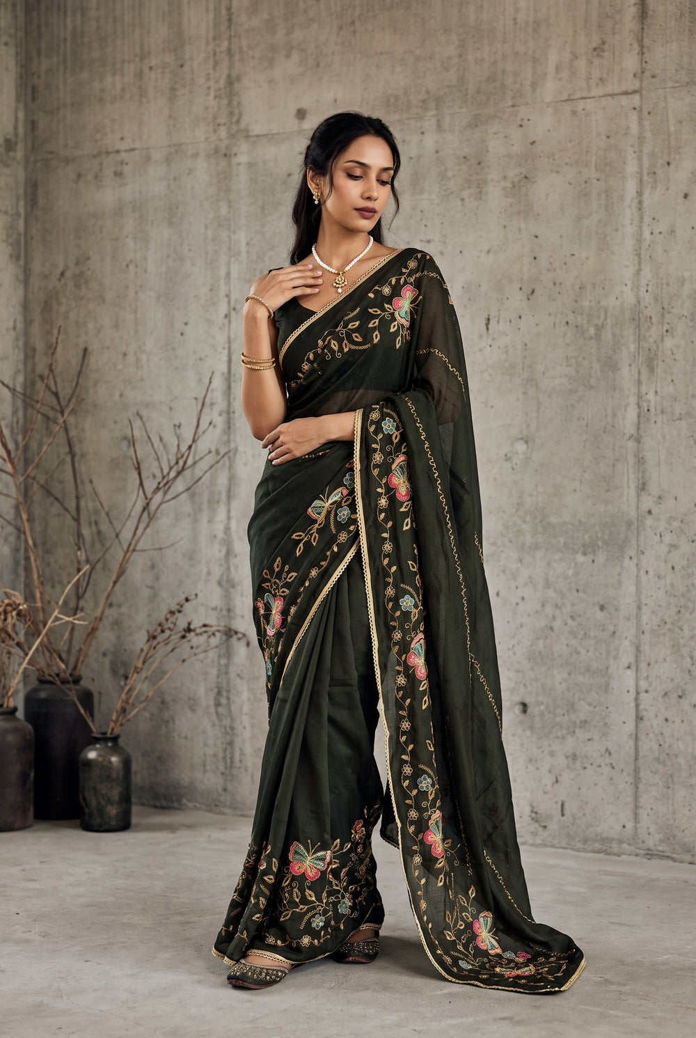 Starlight Sarees Dark Green