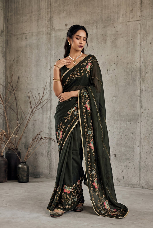 Starlight Sarees Dark Green