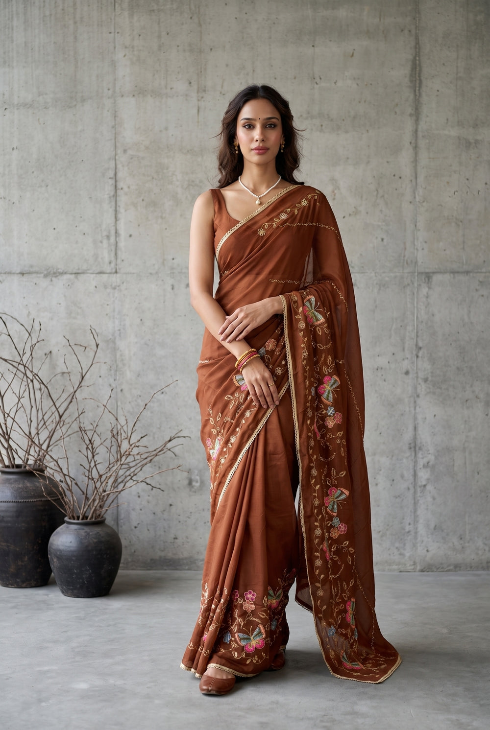 Starlight Sarees Brown