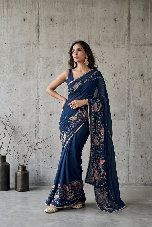 Starlight Sarees Navy Blue